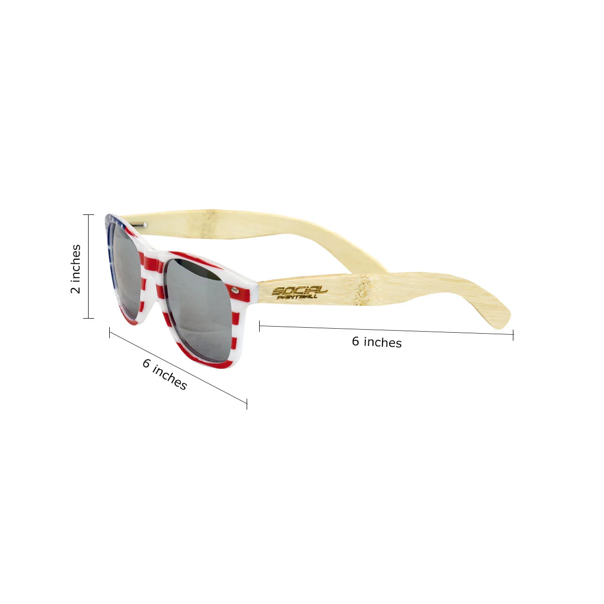 Bamboo Wood Sunglasses, American Flag - Image 5