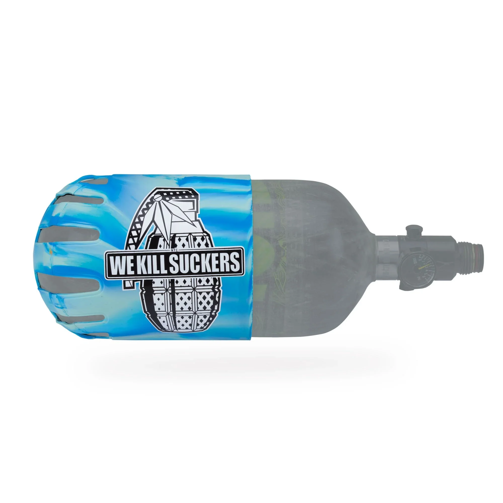 Bunkerkings - Knuckle Butt Paintball Air Tank Cover - WKS Grenade - Cyan - Image 3