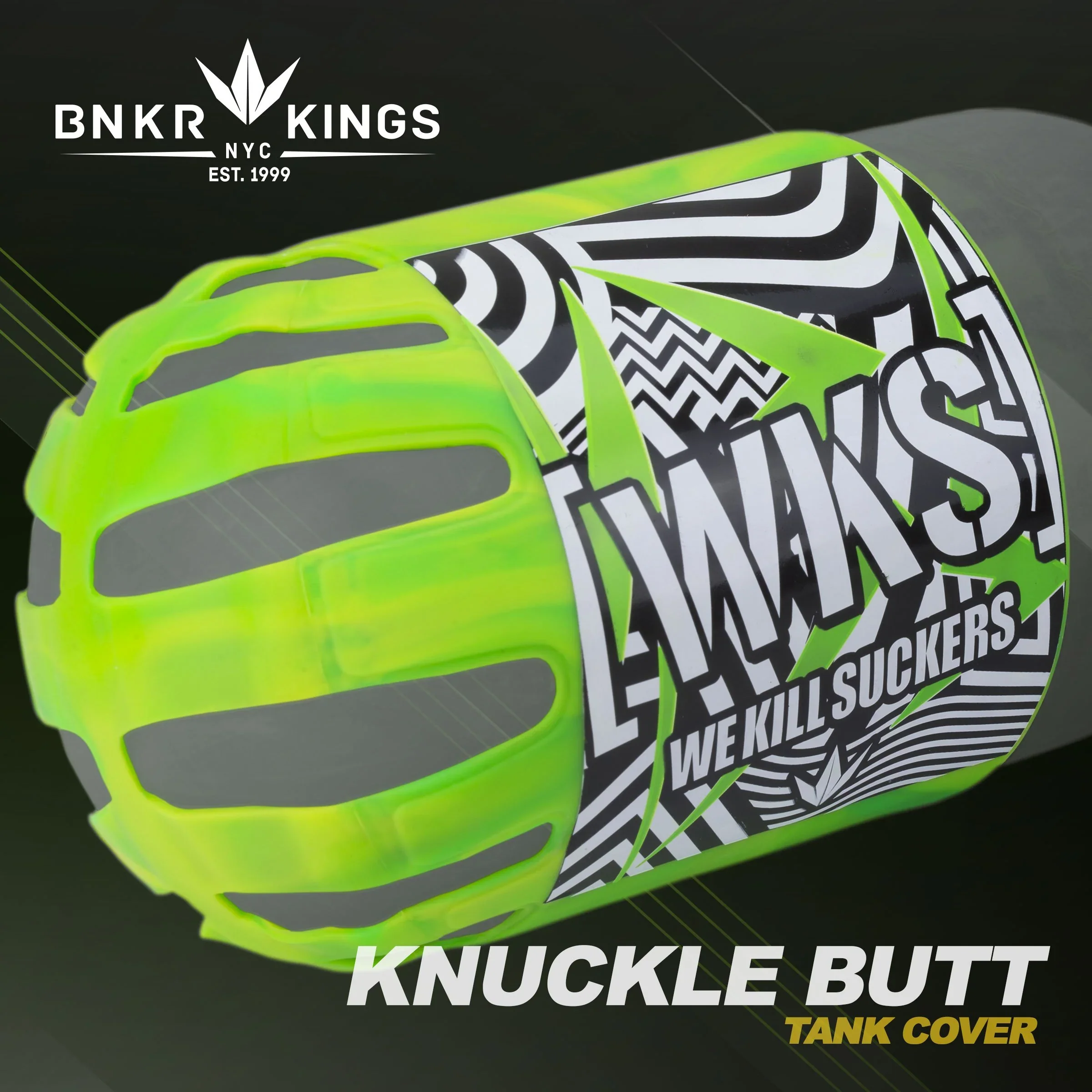 Bunkerkings - Knuckle Butt Paintball Air Tank Cover - WKS Shred - Lime - Image 2