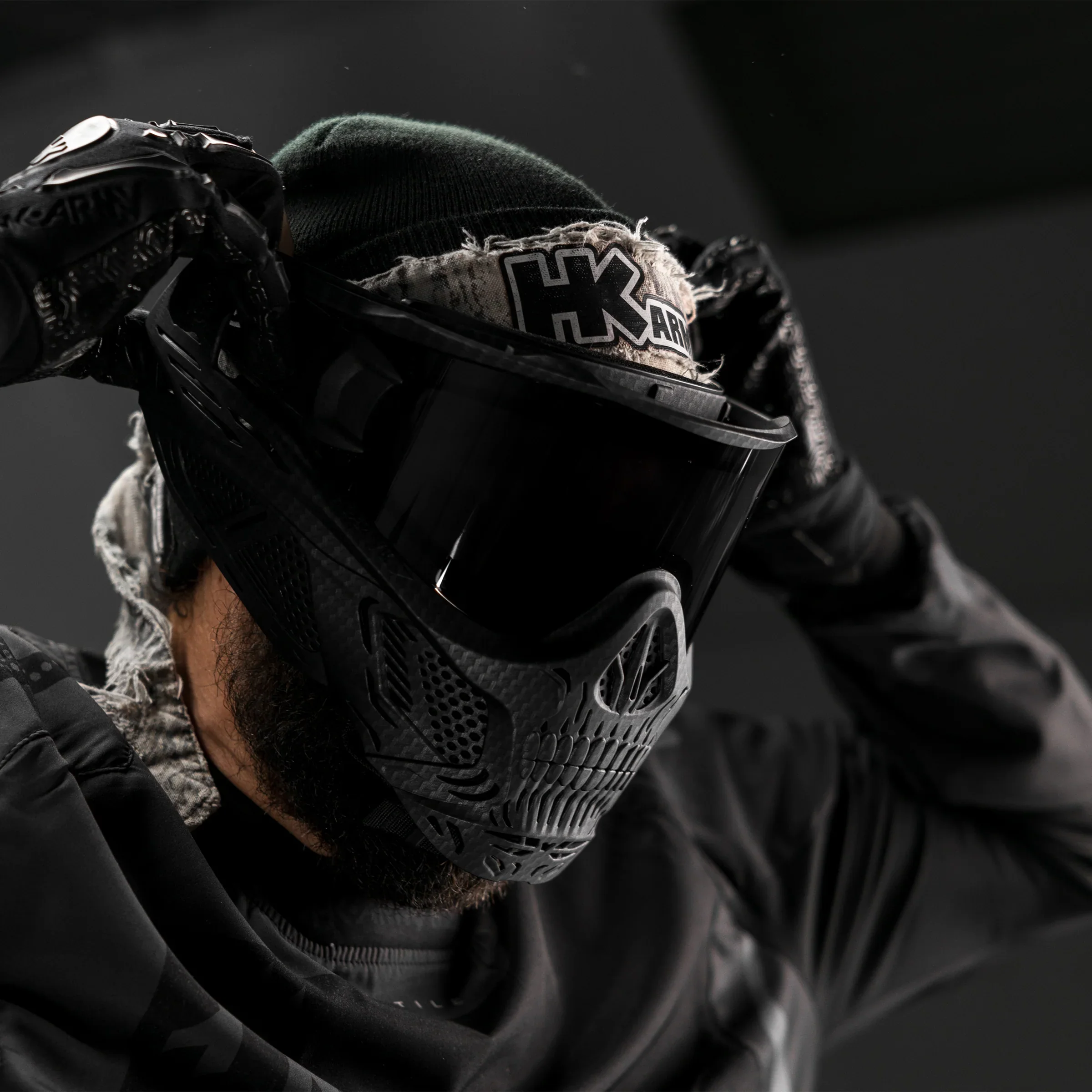 HSTL Skull Goggle Carbon fiber Black - W/ Smoke Lens | Paintball Goggle | Mask | Hk Army - Image 6