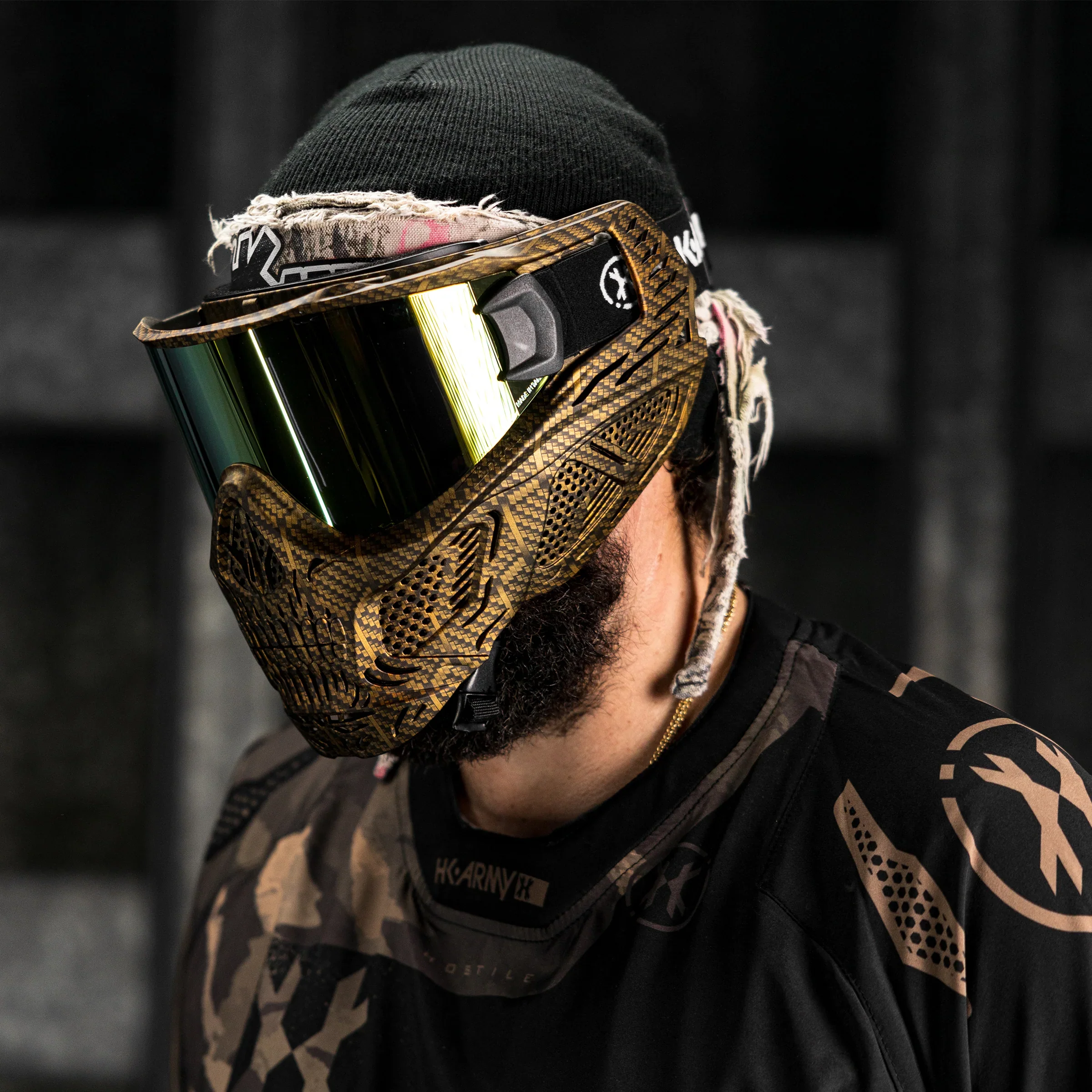 HSTL Skull Goggle "Machine Gold" W/ Gold Lens | Paintball Goggle | Mask | Hk Army - Image 4