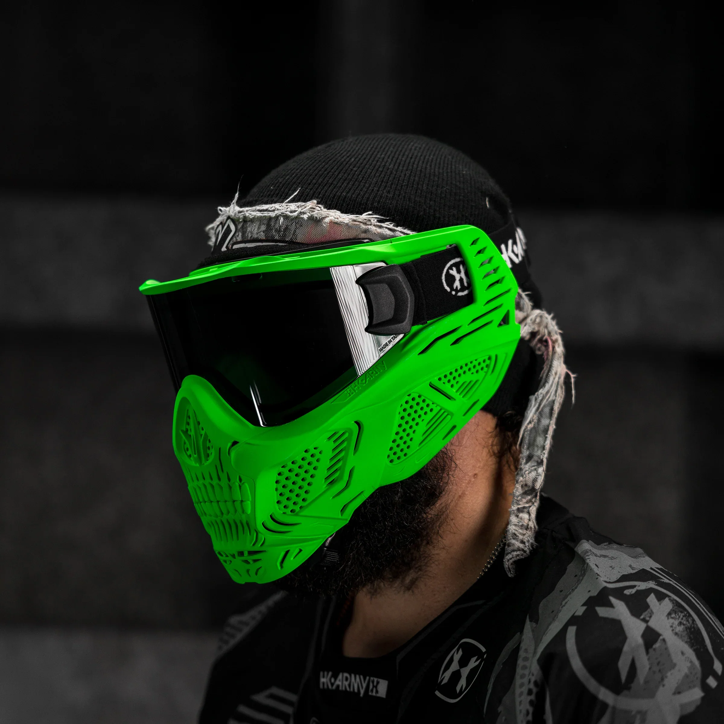 HSTL Skull Goggle "Neon Green" - W/ Smoke Lens | Paintball Goggle | Mask | Hk Army - Image 4