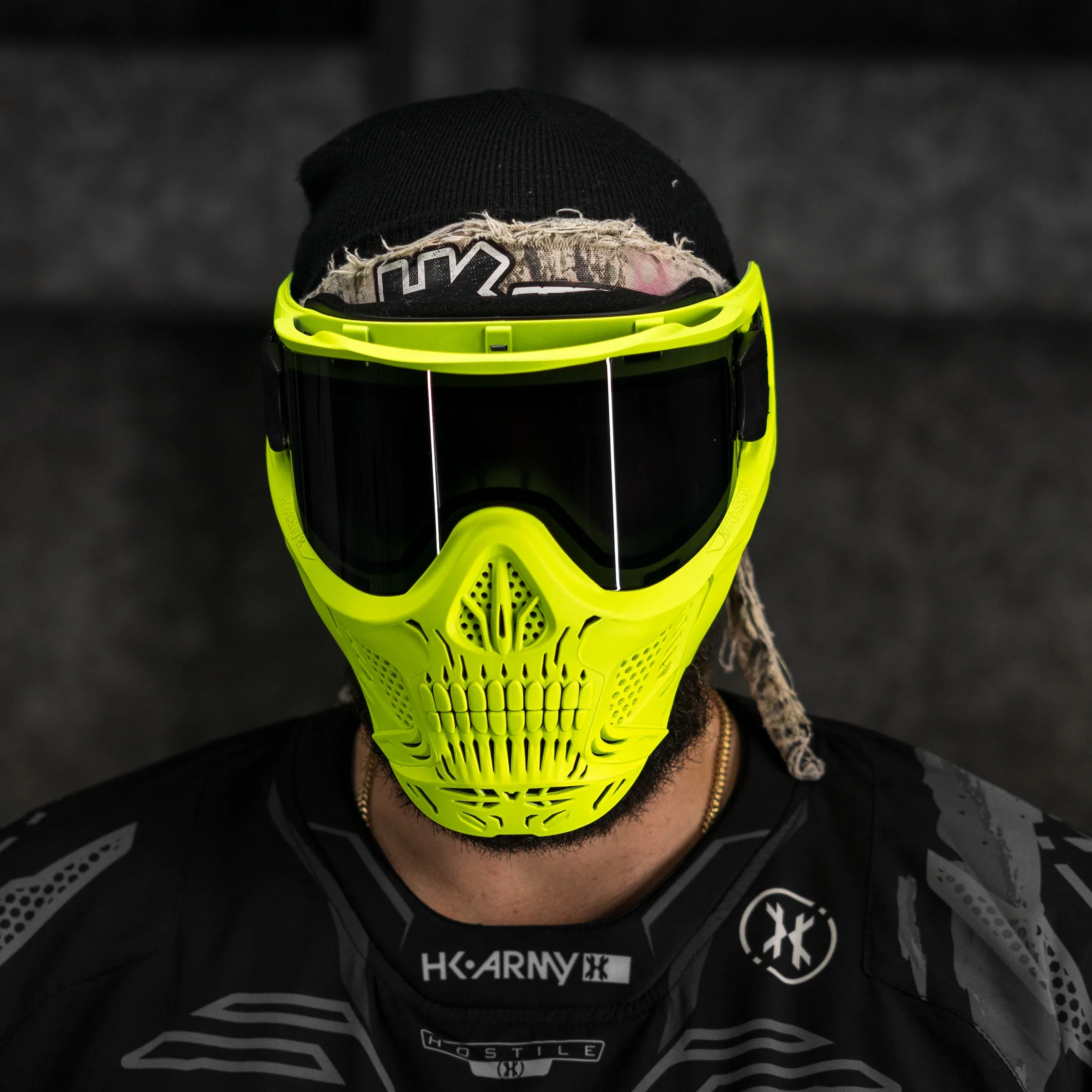 HSTL Skull Goggle "Neon Yellow" - W/ Smoke Lens | Paintball Goggle | Mask | Hk Army - Image 4