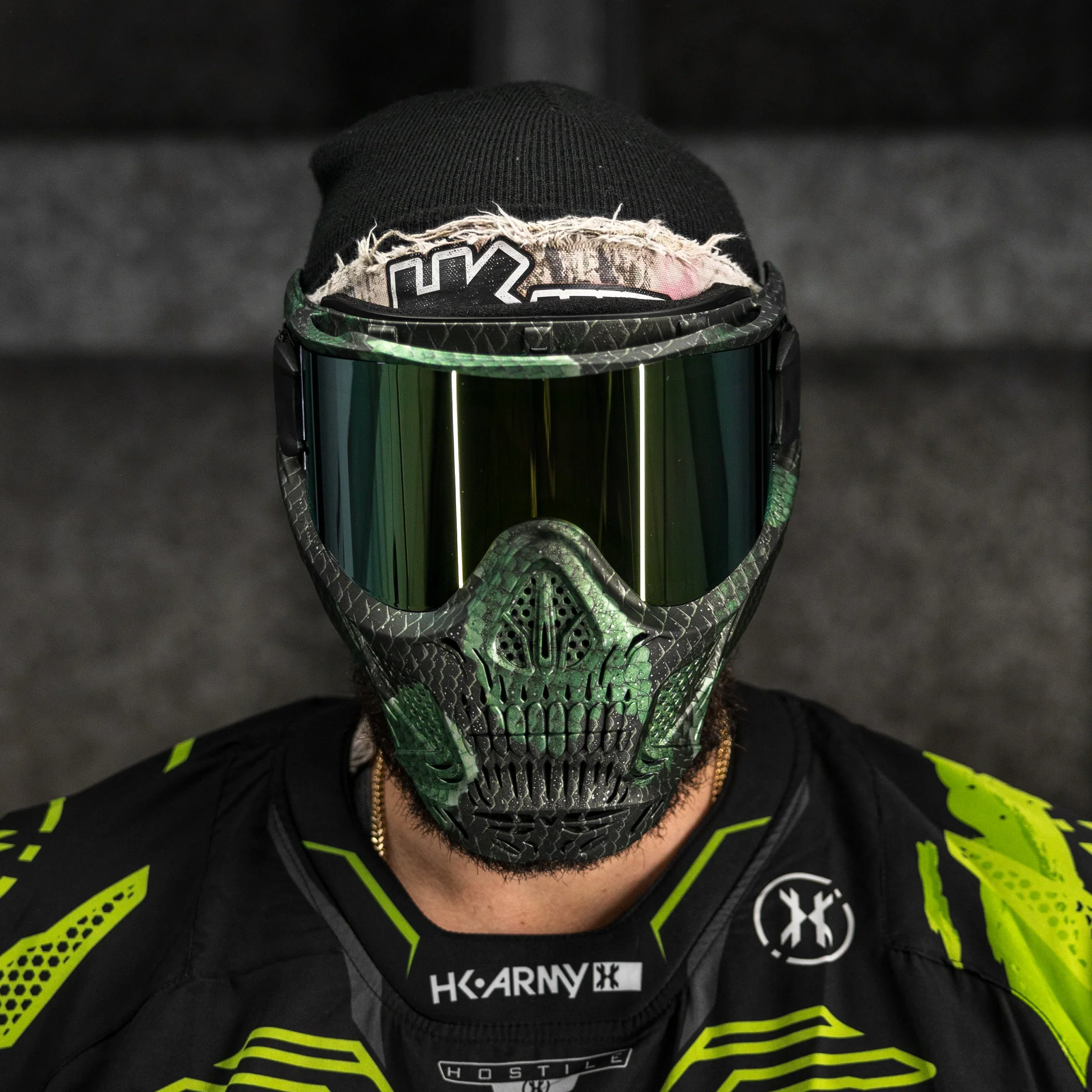 HSTL Skull Goggle "Snake Green" W/ Gold Lens | Paintball Goggle | Mask | Hk Army - Image 4