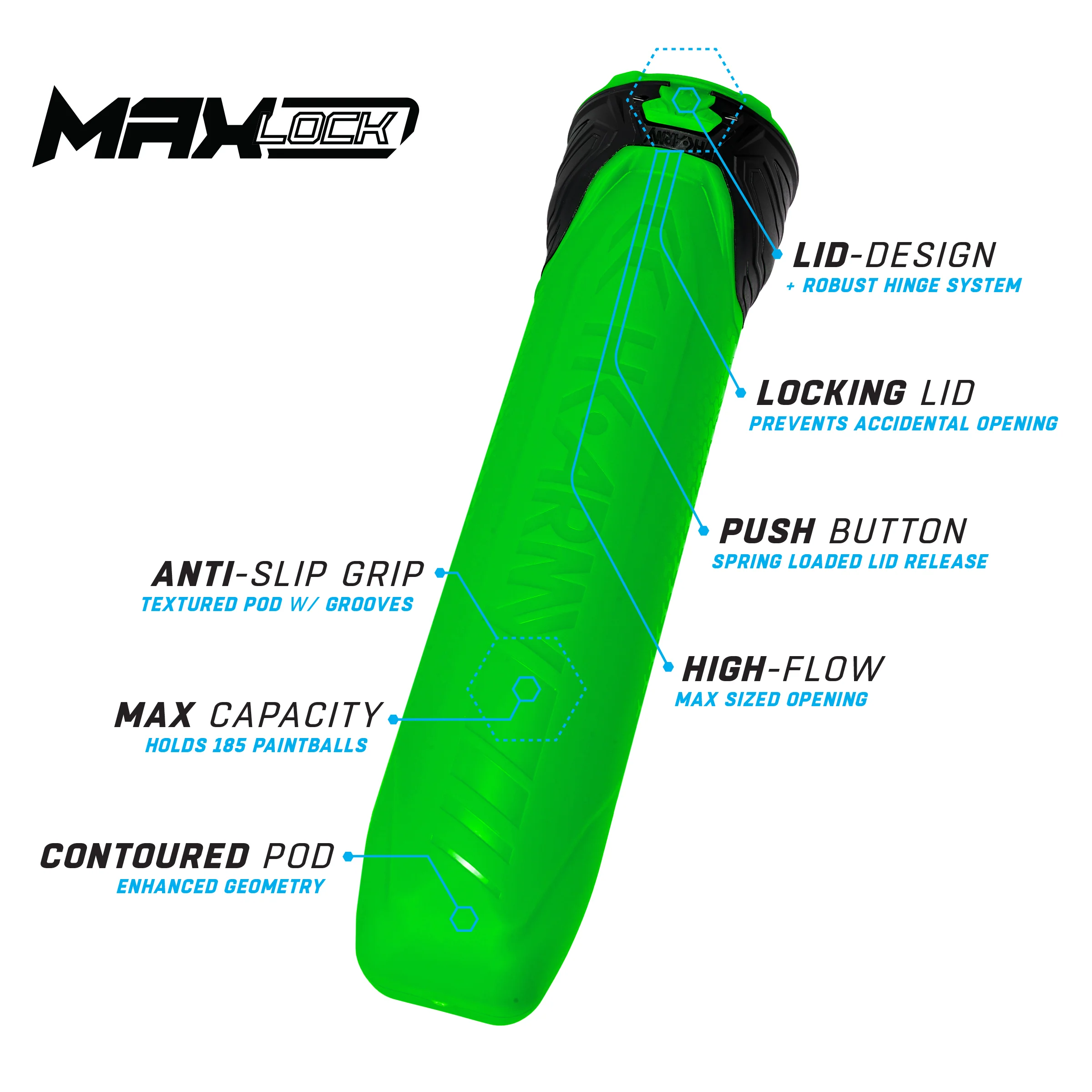 MaxLock Pods - Lock Lid 185 Rounds - Energy 6-Pack - Image 2