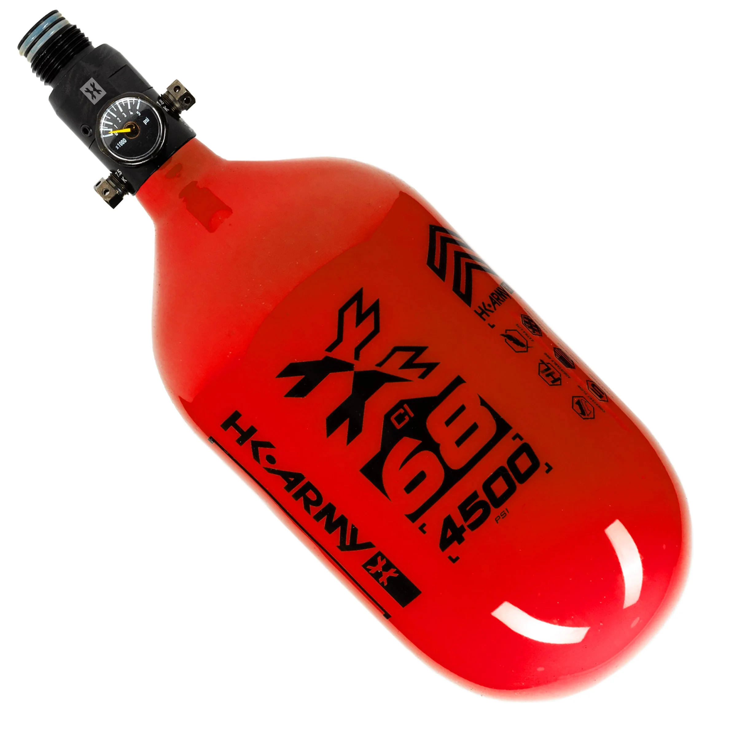 68ci / 4500Psi - Rush -  Extra Lite Carbon Fiber Tank - Standard Reg - Red/Black