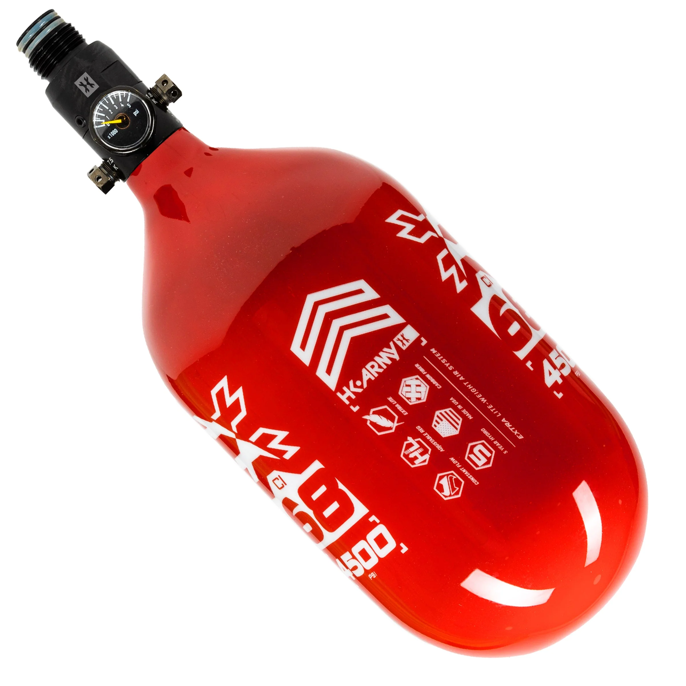 68ci / 4500Psi - Rush -  Extra Lite Carbon Fiber Tank - Standard Reg - Red/White - Image 2
