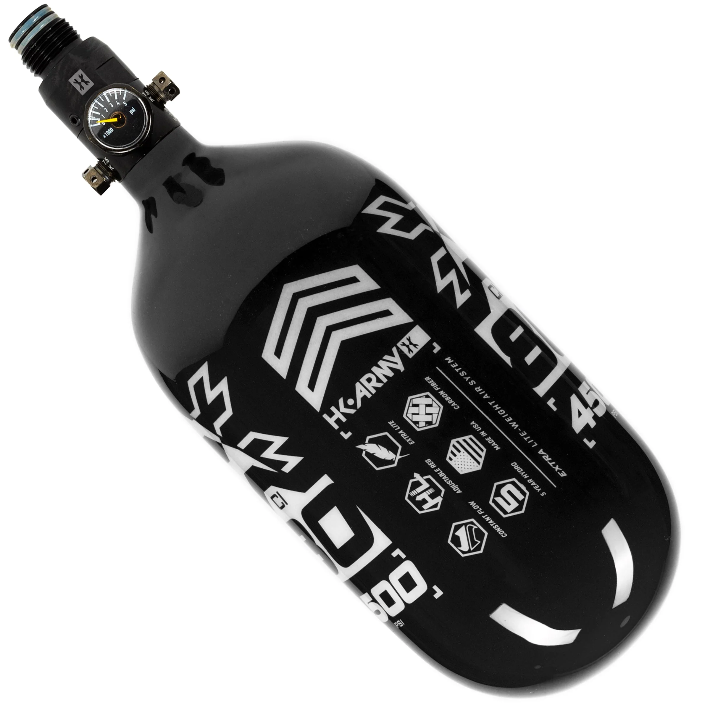 80ci / 4500Psi - Rush -  Extra Lite Carbon Fiber Tank - Standard Reg - Black/White - Image 2