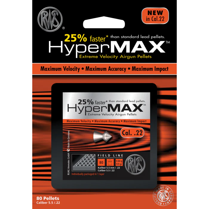 Rws .22 Caliber 80 Ct. Hypermax | Buy Airgun Pellet Ammo - Image 3