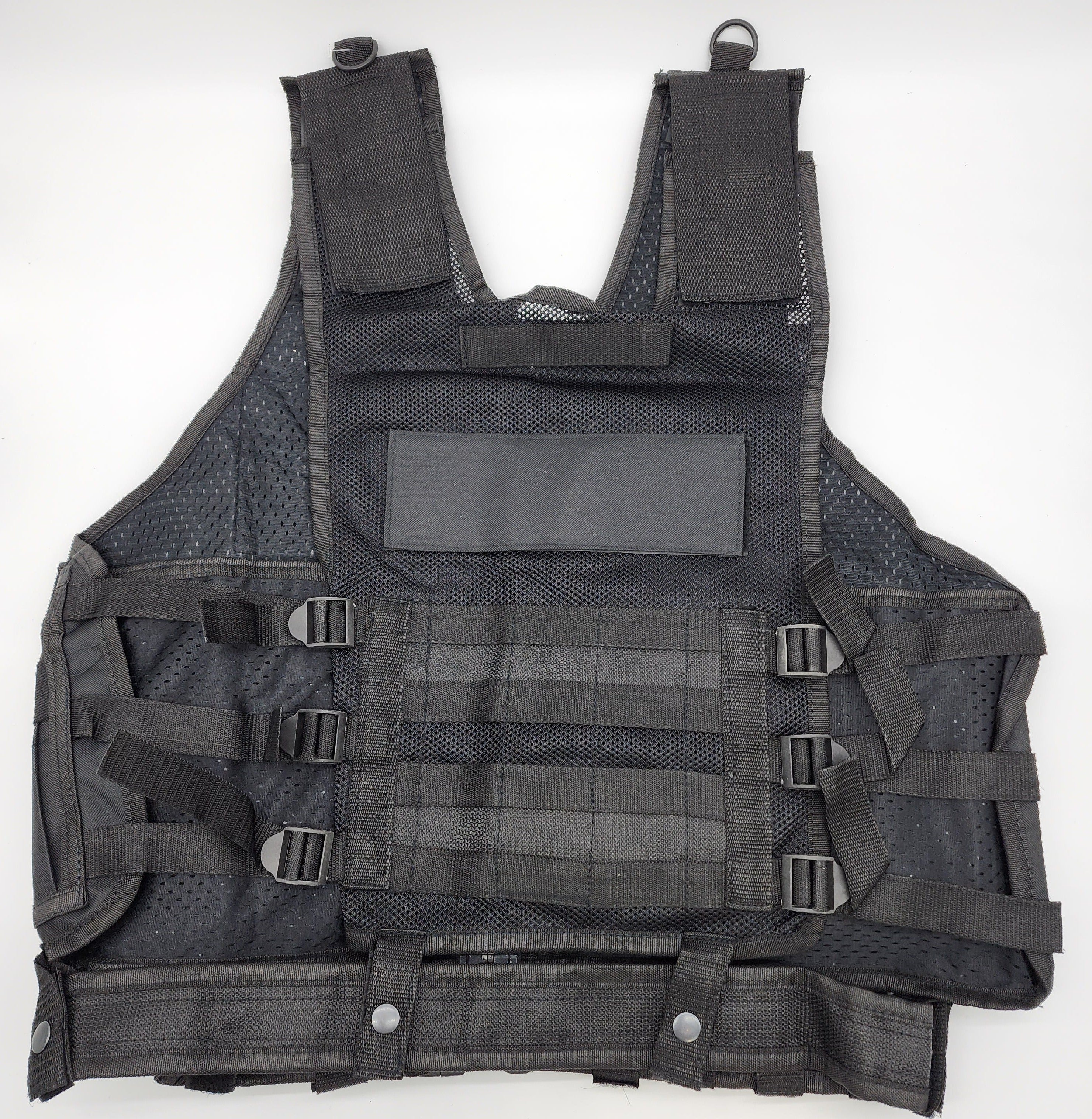 Tactical Airsoft Vest | w/ Pistol Holster | Fully Adjustable | Color: Black - Image 3
